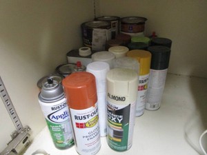 Spray paint cans, stain...