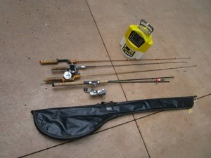 Frabill minnow bucket, open reels, ...