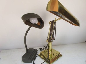 Lamps brass desk and vintage goose...