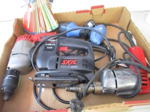 Corded tools two Milwaukee drills,...