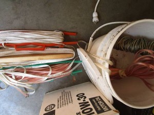 Speaker wire, mule tape sections...