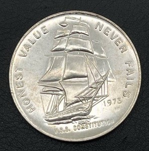 1973 U.S.S. Constitution 1 Troy Ounce Fine Silver Round