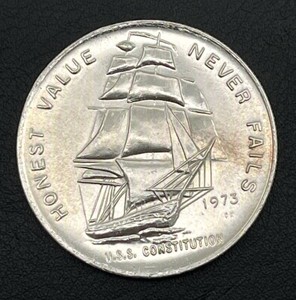 1973 U.S.S. Constitution 1 Troy Ounce Fine Silver Round