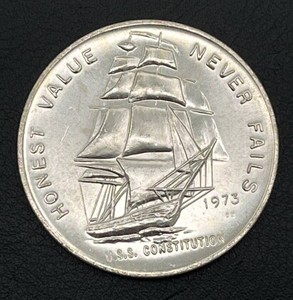 1973 U.S.S. Constitution 1 Troy Ounce Fine Silver Round