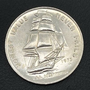 1973 U.S.S. Constitution 1 Troy Ounce Fine Silver Round