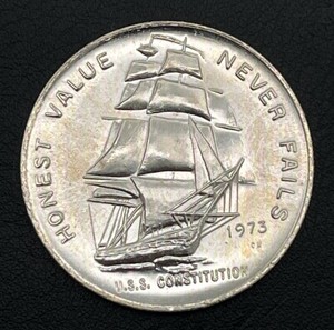 1973 U.S.S. Constitution 1 Troy Ounce Fine Silver Round
