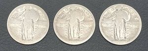 Lot of 3 Standing Liberty Quarters (Unknown Dates)