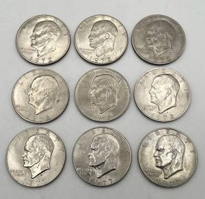 Lot of 9 Eisenhower Dollars