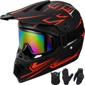 Yesmotor Youth Motocross Helmet 4Pcs - DOT Red