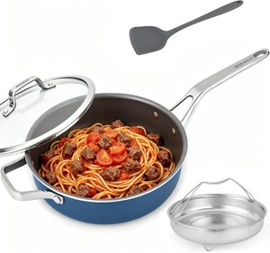 Blue Ceramic Nonstick Deep Saute Pan Set