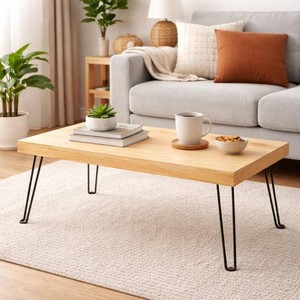 Folding Wooden Coffee Table with Locking Legs
