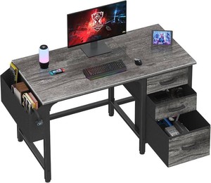Lufeiya Desk with File Drawers, 47 Gray