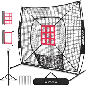 BAGAIL 7x7 ft BaseballSoftball Net with Tee