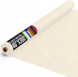 Exquisite Ivory Plastic Table Cover 40 x 300