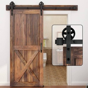 Winsun 6ft Sliding Barn Door Kit, Black