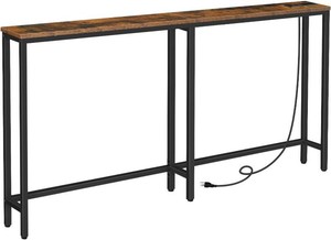 HOOBRO Slim Console Table with Outlets