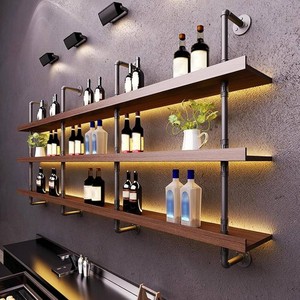 Solid Wood Wall Mount Wine Rack with LED