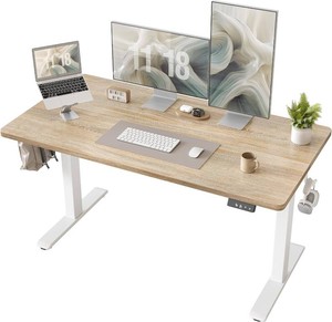 TIQLAB Adjustable Desk, WhiteMaple Top