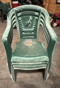 green plastic chairs