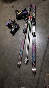 skis poles shoes