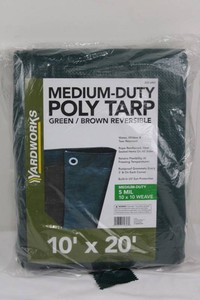 Yardworks Medium-Duty Poly Tarp 10 Ft X 20 Ft Reversible Green Brown