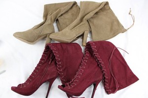 Bella-01 Burgundy Lace-Up High Heel Boots Mixed Lot (2 Pairs)