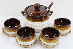 Ceramic Serving Set With Wicker Coasters