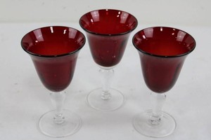 Vintage Ruby Glass Stemmed Goblets
