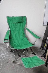 Green Folding Camp Chair With Footrest