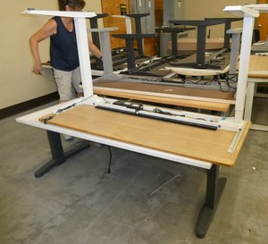 Two electric adjustable height tablesdesks