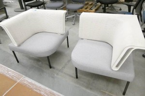 Two modern waiting room chairs 29x29