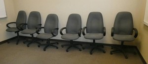 6 grey hi-back chairs