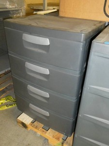 4 drawer storage cabinet, plastic but heavy duty 19d x 25w x 35tall