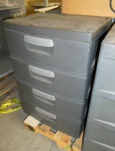4 drawer storage cabinet, plastic but heavy duty 19d x 25w x 35tall