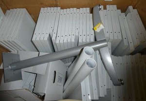 Pallet of metal shelves 12x26 and 9x26 and parts
