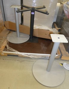 41 inch square table and 2 large round table bases
