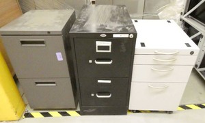 Two 2-drawer file cabinets and one mobile pedestal
