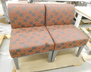One fabric bench, can be split into 2 chairs