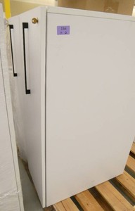 Two Wood laminate locking cubicle cabinet 15x30x48 with slide out storage