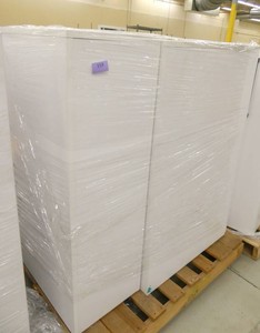Three Wood laminate locking cubicle cabinet 15x30x48 with slide out storage