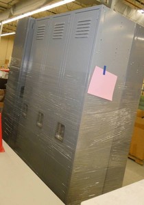 Two sets of 3 wide lockers (overall 36w 12 deep 78 tall), One set 36x18x78