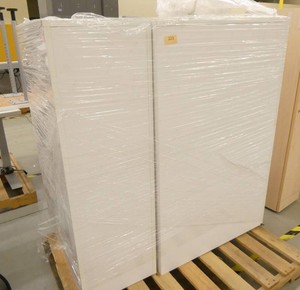 Three Wood laminate locking cubicle cabinet 15x30x48 with slide out storage