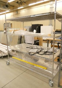 Metro shelf on wheels with acrylic tops 3x6ft x 78 tall