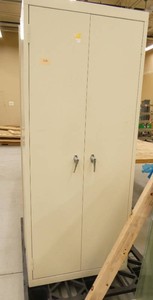Two steel 2-door storage cabinets 36x18x72 and 30x15x72