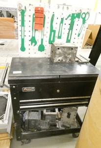 Toolbox with various scrap metal