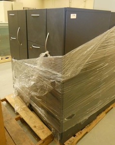 FOUR charcoal gray wardrobe lockers, metal, 23x23x52