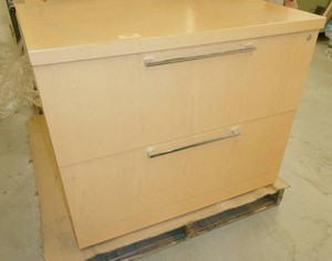 Two matching wood file cabinets 36x24x28 and 30x24x28