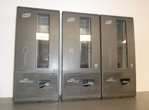 DIXIE Smartstock flatware dispensers for spoons, knives, forks and boxes of supplies