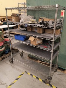 shelving cart with misc clamps etc