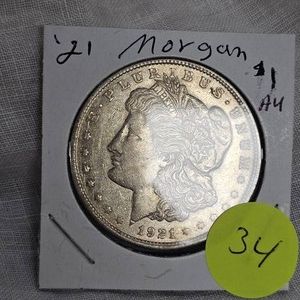 1921 Morgan $1AU, Very Nice with Slight Tone, Carded